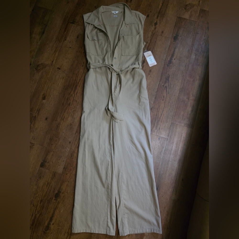 Ci Sono Beige Sleeveless Jumpsuit